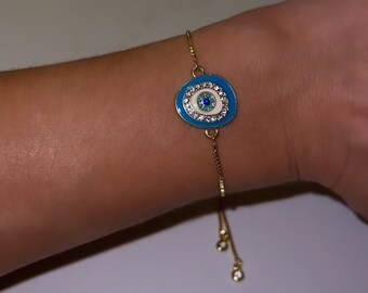 One Of A Kind Evil Eye Blue Diamond Bracelet Evil Eye Nazar Jewelry Gold Plated Protection Bracelet Turkish Evil Eye Anklet Charm