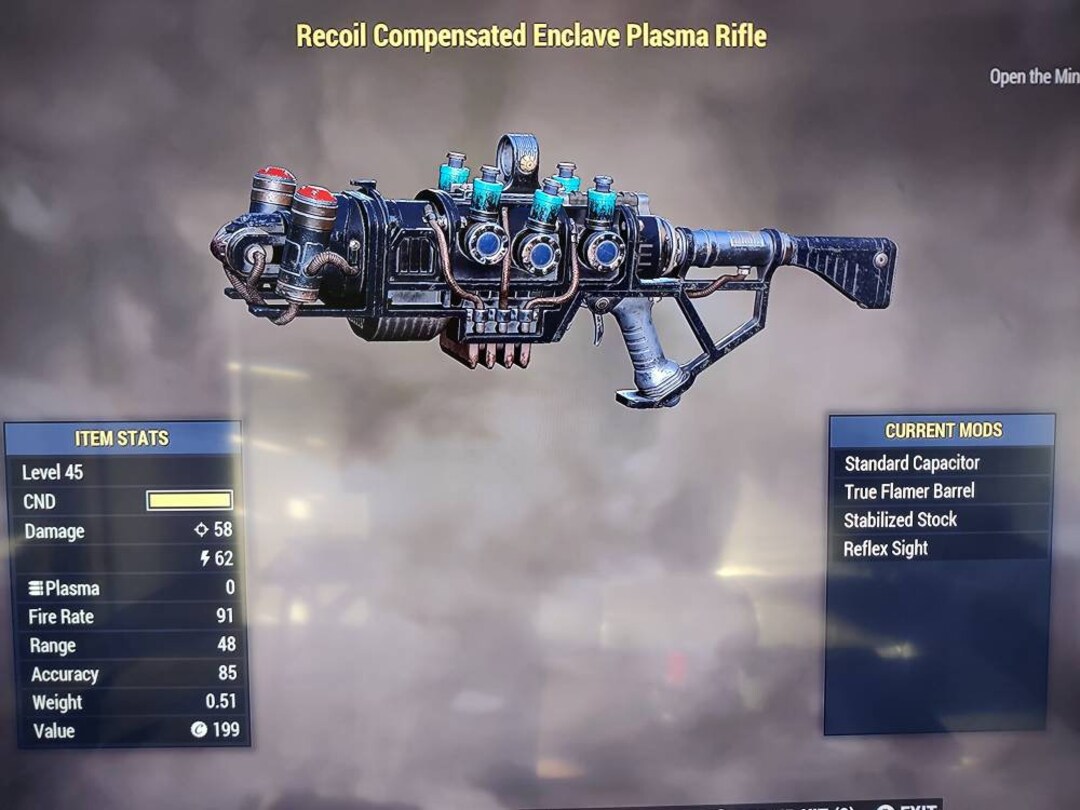 Enclave Plasma Rifle With True Flamer Barrel & Reflex Sight Fallout 76