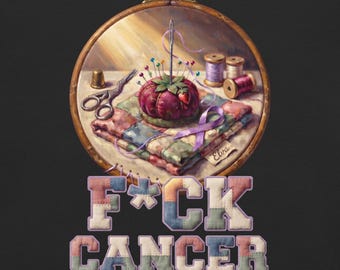 F*ck Cancer Shirt, Sewing Quilter Cancer Survivor Tee, Lavender Ribbon Fighter Gift