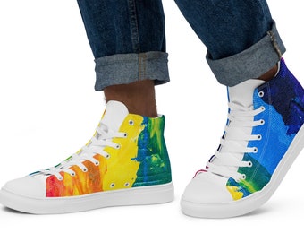 Men’s Pride Flag high top canvas shoes