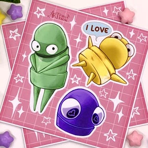 Stickervel REPO-robot: stickers voor videogamememe (3,6 x 3,6 inch)