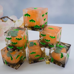 Pumpkin DnD d6 set Halloween ttrpg and mtg dice | Stroll Through the Patch