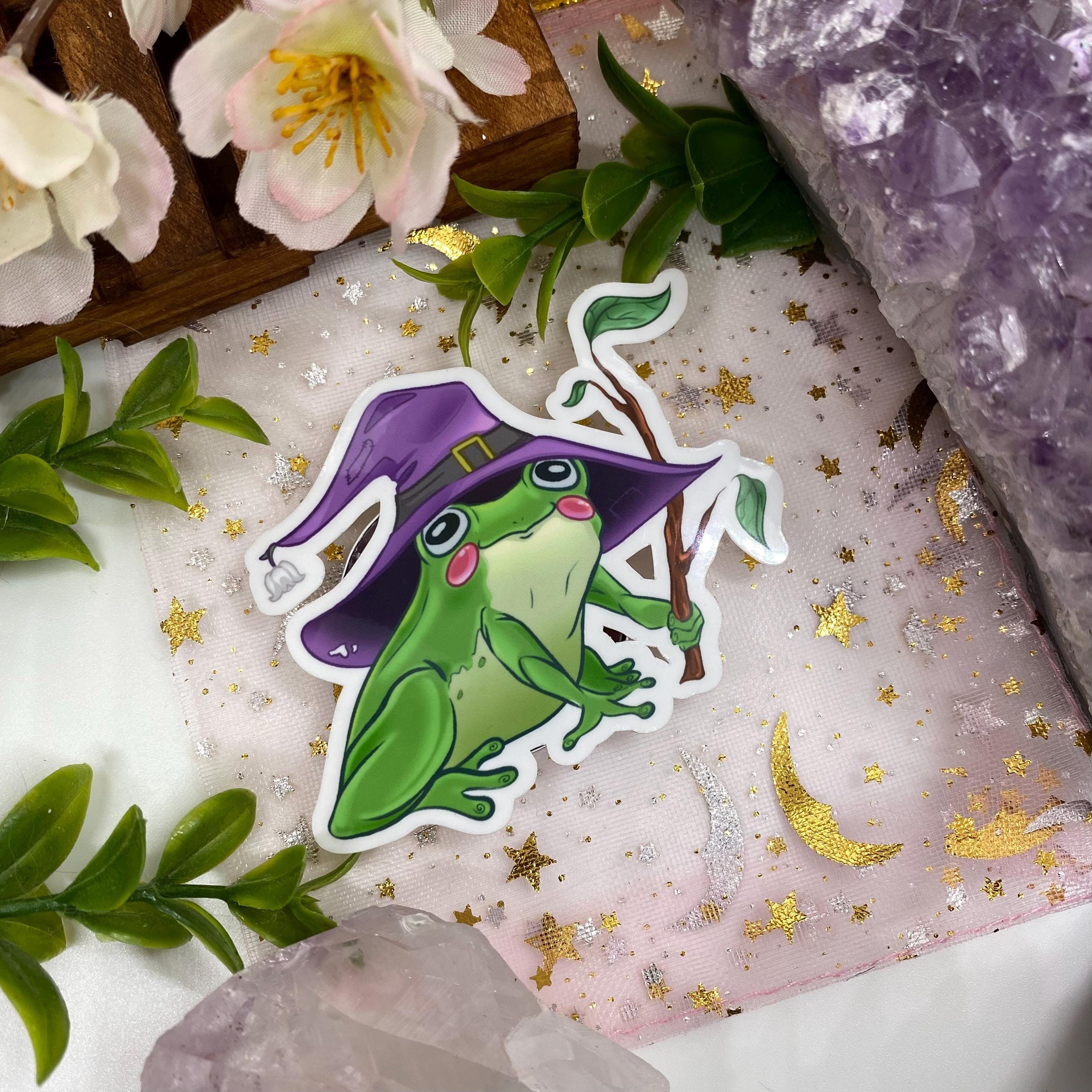 Frog Wizard Glossy Waterproof Sticker Original Art - Etsy
