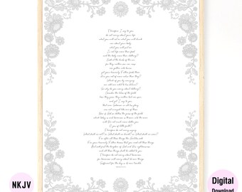 0192 - Matthew 6:25-34 - Digital Scripture Prints in NKJV & KJV