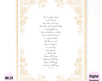 0201 - 1 Corinthians 13:4-7 - Digital Scripture Prints in NKJV & KJV