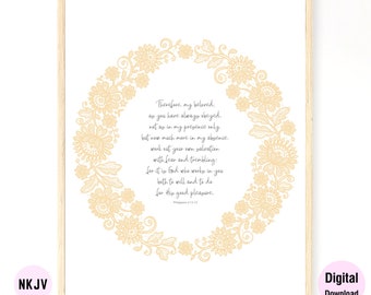 0183 - Philippians 2:12-13 - Digital Scripture Prints in NKJV & KJV