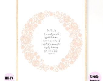 0185 - 2 Timothy 2:15 - Digital Scripture Prints in NKJV & KJV