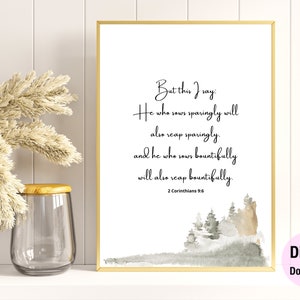 2 Corinthians 9:6 NKJV & KJV - Bible Verse Printable Wall Art | Digital ...