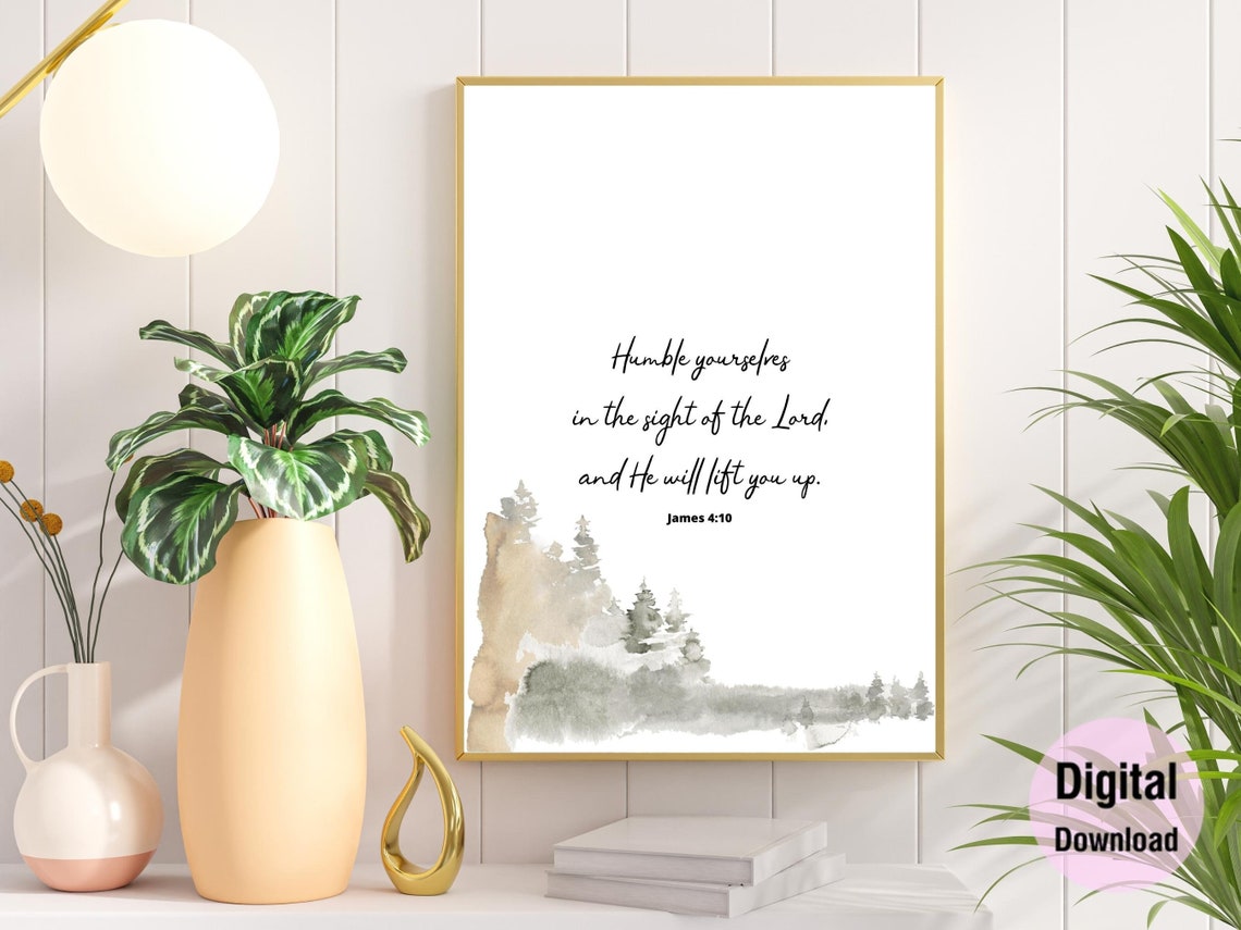 James 4:10 NKJV &amp; KJV Bible Verse Printable Wall Art Home - Etsy