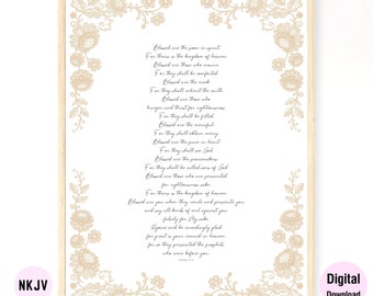 0194 - Matthew 5:3-12 - Digital Scripture Prints in NKJV & KJV