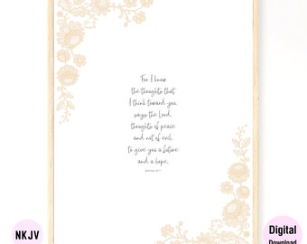 0196 - Jeremiah 29:11 - Digital Scripture Prints in NKJV & KJV