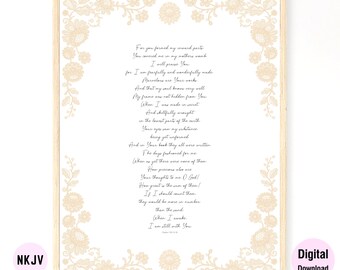 0190 - Psalms 139:13-18 - Digital Scripture Prints in NKJV & KJV