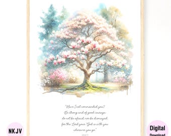 0328 - Joshua 1:9 - Digital Scripture Prints in NKJV & KJV