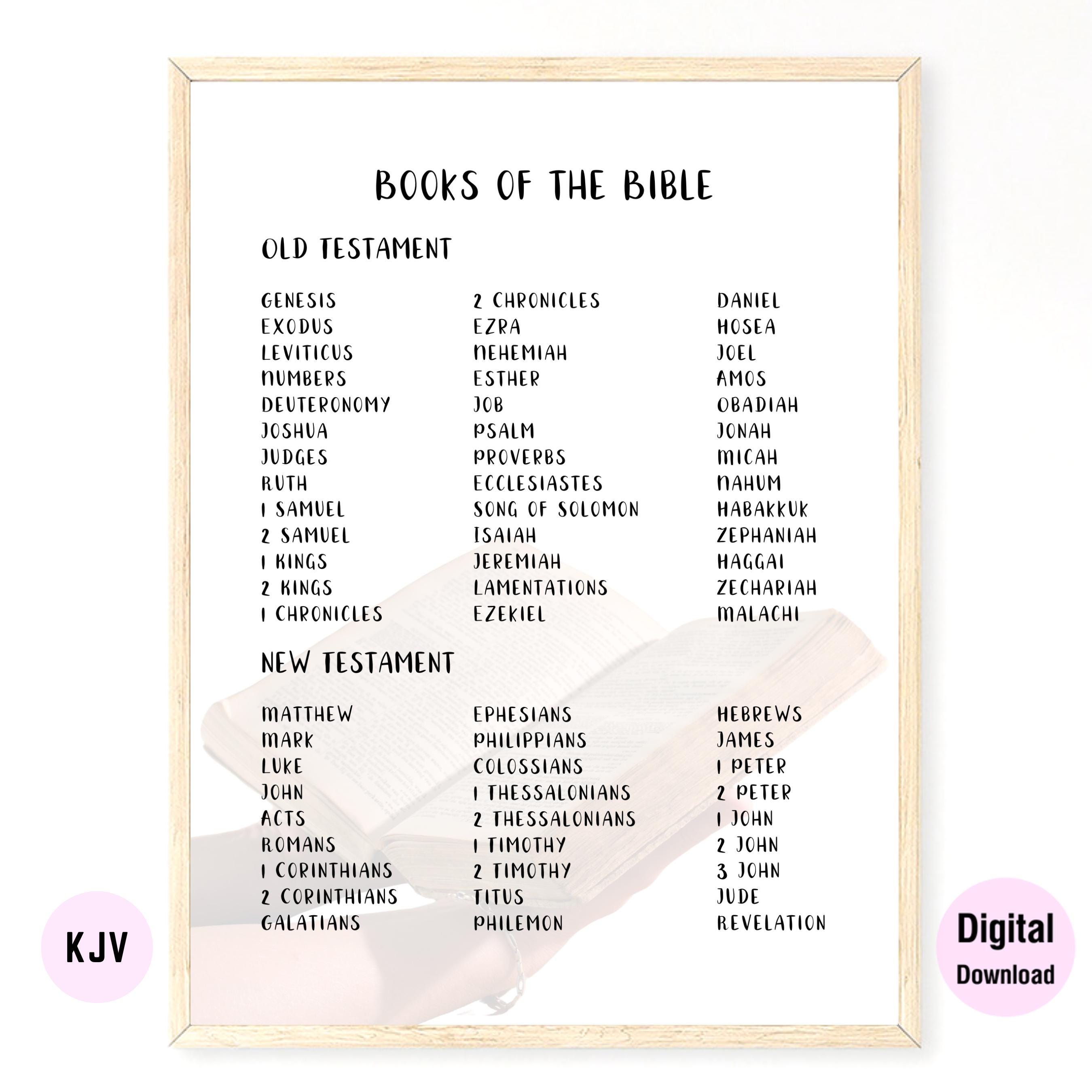 0280 - Books of the Bible - Digital Prints in NKJV & KJV - Etsy
