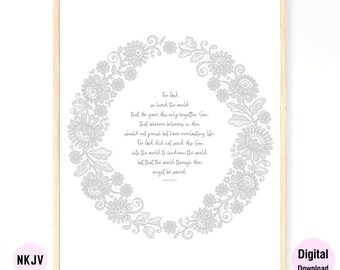 0195 - John 3:16-17 - Digital Scripture Prints in NKJV & KJV