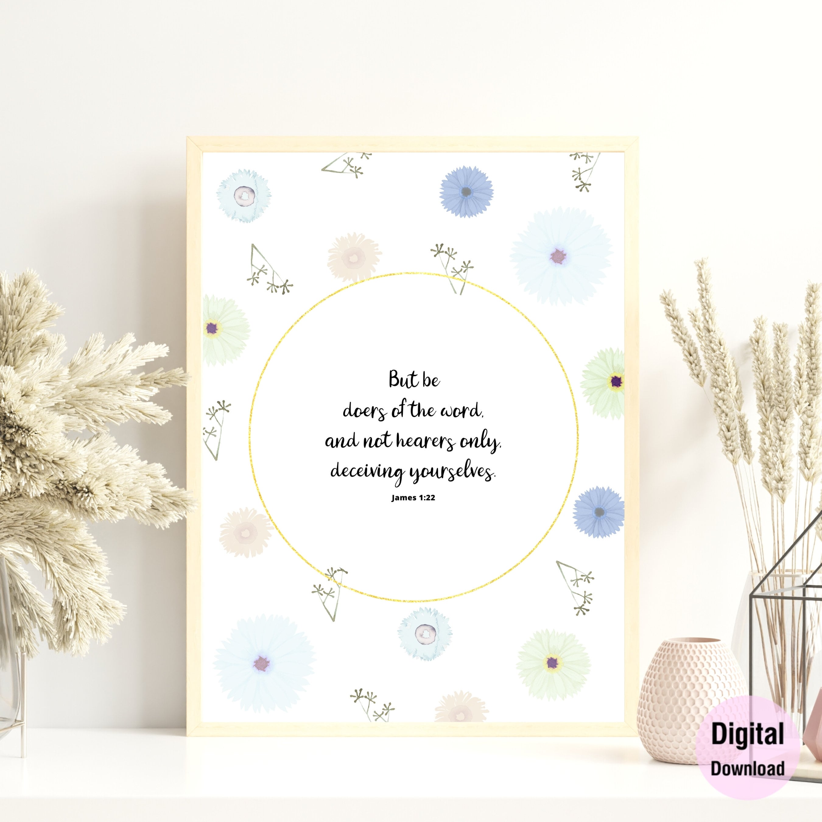 James 1:22 NKJV & KJV Bible Verse Printable Wall Art - Etsy