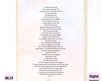 0205 - Matthew 6:25-34 - Digital Scripture Prints in NKJV & KJV