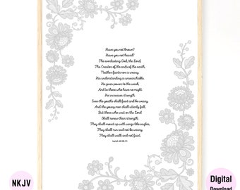 0199 - Isaiah 40:28-31 - Digital Scripture Prints in NKJV & KJV