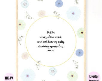 0206 - James 1:22 - Digital Scripture Prints in NKJV & KJV