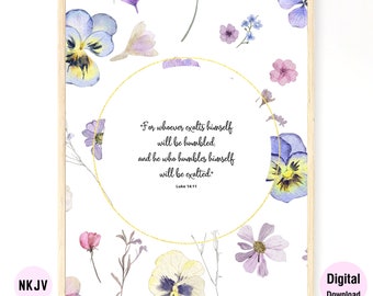 0174 - Luke 14:11 - Digital Scripture Prints in NKJV & KJV