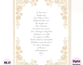 0193 - Matthew 6:9-13 - Digital Scripture Prints in NKJV & KJV