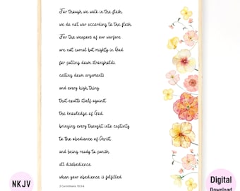 0186 - 2 Corinthians 10:3-6 - Digital Scripture Prints in NKJV & KJV