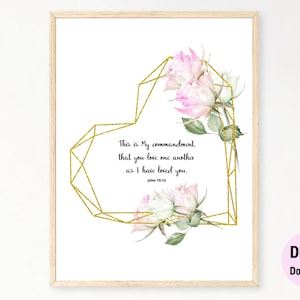 John 15:12 NKJV & KJV - Bible Verse Printable Wall Art | Digital Download | Scripture Prints | Art | Christian Gifts