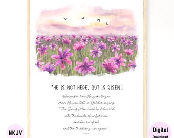0343 - Luke 24:6-7 - Digital Scripture Prints in NKJV & KJV