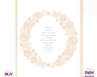 0200 - Isaiah 9:6 - Digital Scripture Prints in NKJV & KJV