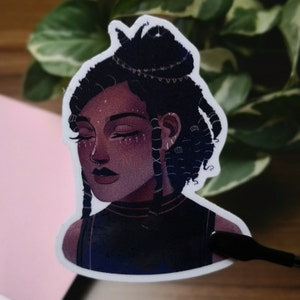 Portrait Girl A | Girl With Locs Sticker | Cute Black Girl Sticker | Black Girl Stickers | Waterproof 3-inch Glossy Vinyl Sticker