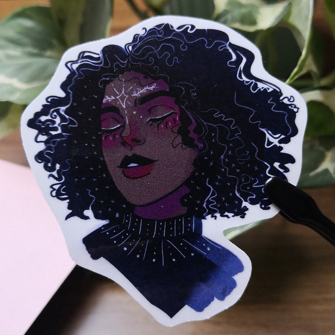 Portrait Girl C | Girl With Curly Afro Sticker | Cute Black Girl ...