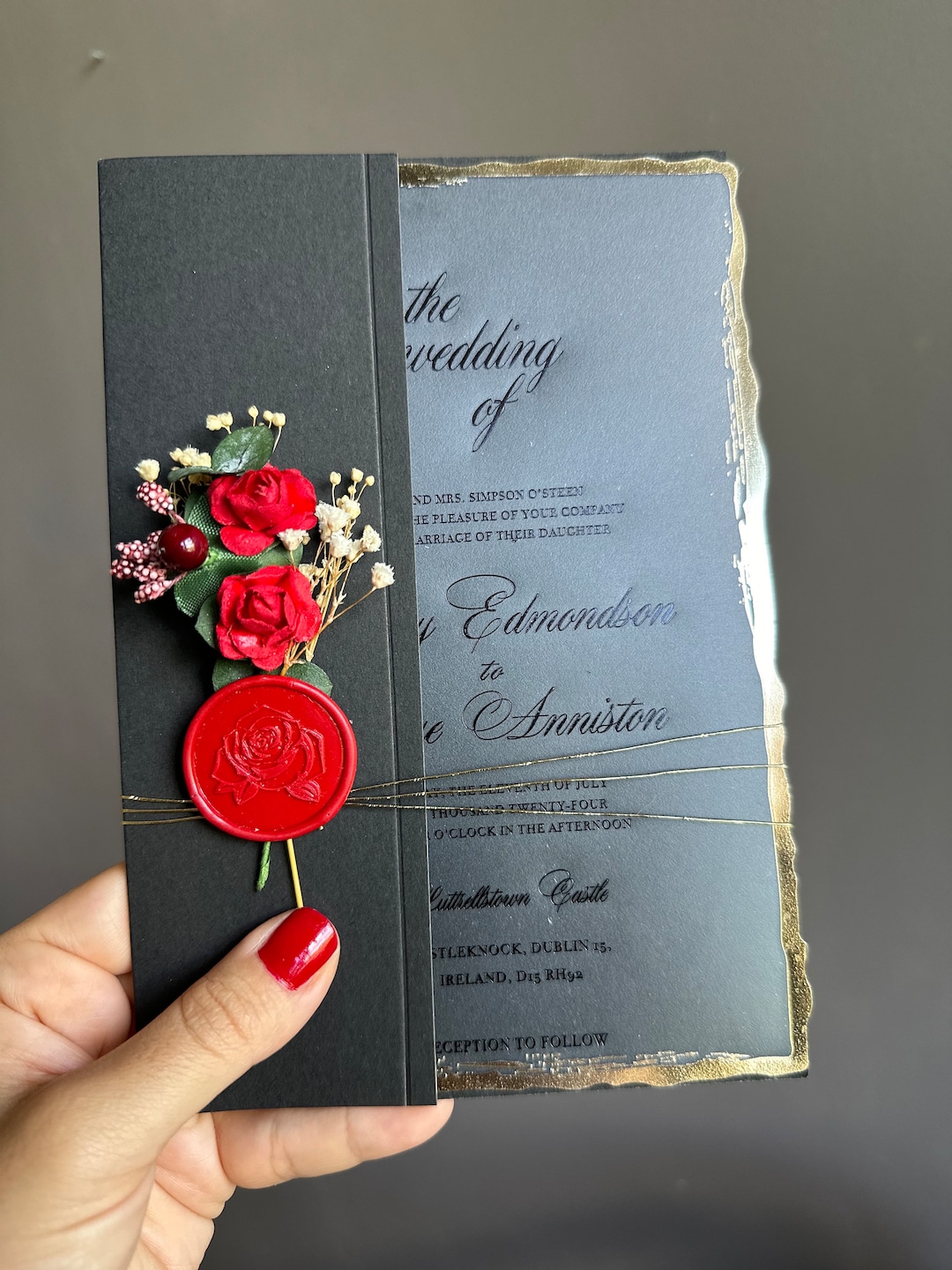 Acrylic Invitations, Wedding Invitation, Acrylic Red Rose Invitations ...