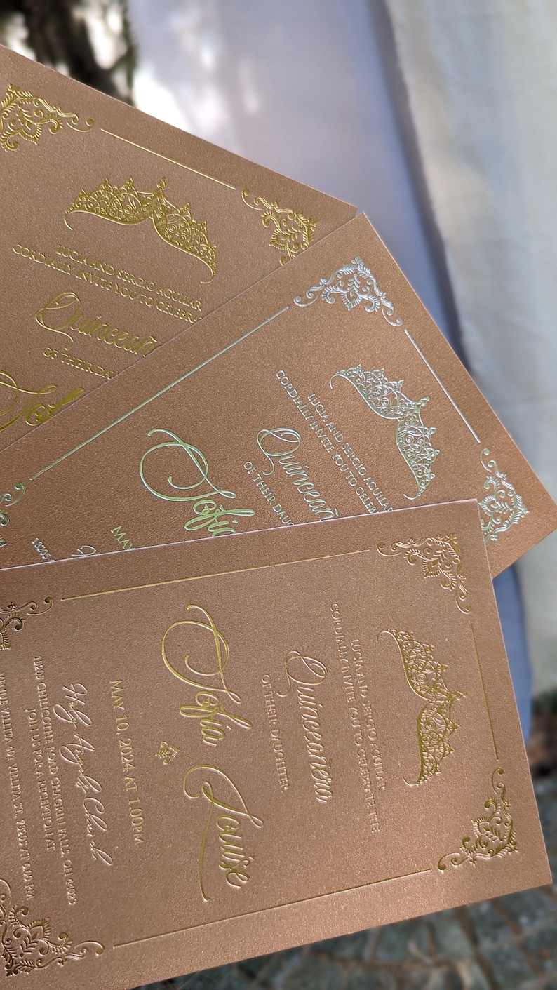 Quinceañera Invitation With Copper Envelope Gilded Acrylic Etsy