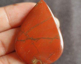 100% Natural Red Jasper Gemstone/Flat Back Jasper Loose Gemstone/Top Quality Jasper Crystal Stone/Making For Pendant/44x31x5mm/A-1637