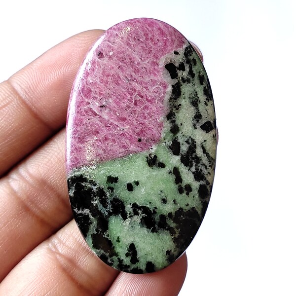 Pink Ruby Zoisite Gemstone/Huge Size - Ruby Zoisite Stone/Crystal Ruby Flat Back Cabochon/Ruby Zoisite Oval Stone/Making For Pendant/51x29x6