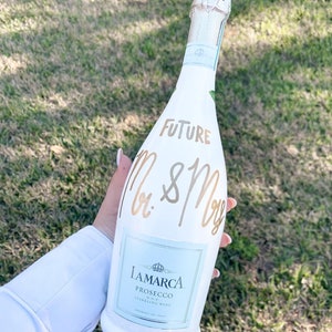 Custom Hand-Painted Champagne Bottle | Engagement & Wedding Bottle