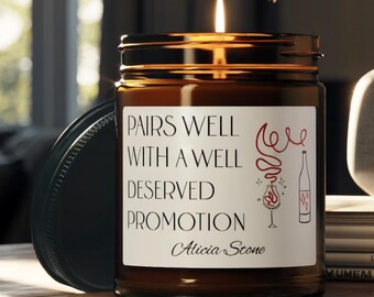 Promotion Candle Gift, Custom Congratulations Candle, New Job or Career Milestone Gift, Pairs Well With a Well Deserved Promotion
