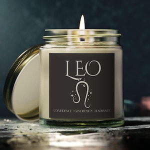 Leo Zodiac Candle Astrology Gift Leo Birthday Star Sign Decor Leo Traits Candle Personalized Leo Gift Home Fragrance