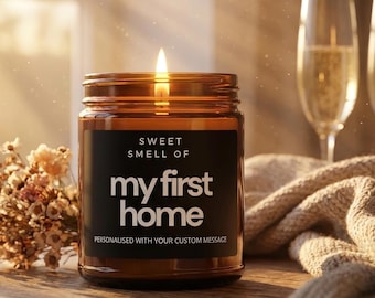 First Home Candle-cadeau Gepersonaliseerde housewarming-aandenken Cadeau nieuwe huiseigenaar Sluitingsdag makelaar klantcadeau