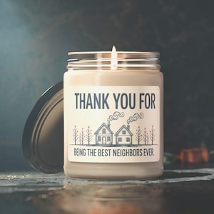 Best Neighbor Gift Candle Thank You Scented Jar Candle for Neighbors Moving Away Appreciation Gift Housewarming Present 50 Hour Burn Time