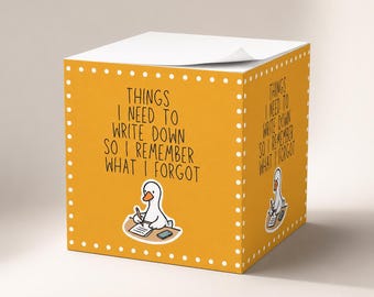 Gift for Forgetful Things I Need to Write Down Funny ADHD Sticky Notes Cube Funny ADHD Silly Goose Gift  Productivity