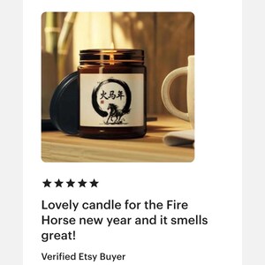 Year of the Fire Horse Candle Lunar New Year Zodiac Gift Chinese Astrology Manifestation Candle Minimal Asian Inspired Decor image 3