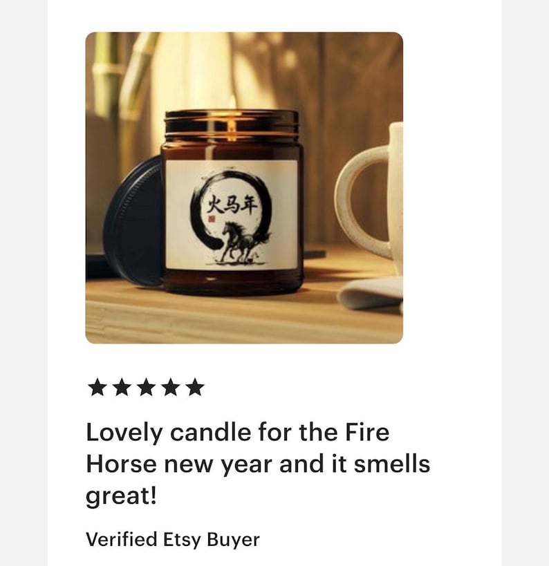 Year of the Fire Horse Candle Lunar New Year Zodiac Gift Chinese Astrology Manifestation Candle Minimal Asian Inspired Decor image 3