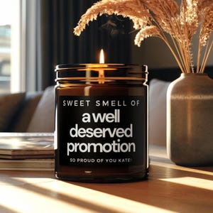 Promotion Gift Personalised Candle Congratulations New Job Promotion Candle Career Milestone Gift for Coworker Boss Friend Promotion