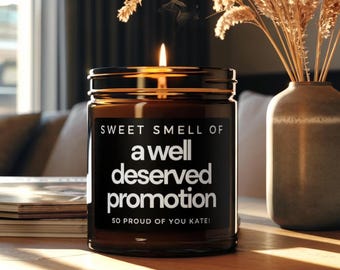 Promotion Gift Personalised Candle Congratulations New Job Promotion Candle Career Milestone Gift for Coworker Boss Friend Promotion