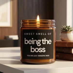 Vela personalizada para promoción de jefe, mensaje personalizado, regalo para nuevo gerente, CEO, emprendedor, liderazgo, felicitaciones