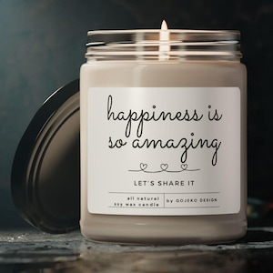 Share Happiness Affirmation Candle Gift Motivational Soy Candle Inspirational Gift for Her Positive Energy Candle Gift New Year Present