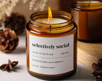 Selectively Social Candle: Funny Introvert Scented Wax, Boundaries Balance