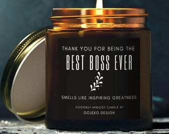 Best Boss Ever Candle – Corporate Holiday Gift, Personalized Christmas Candle, Appreciation Gift for Manager or Team Leader, Thank You Boss