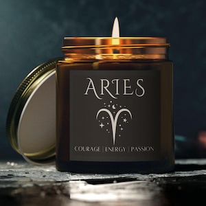 Aries Zodiac Candle Astrology Gift for Aries Birthday Star Sign Decor Aries Traits Candle Zodiac Sign New Year gift Family Friends Partner